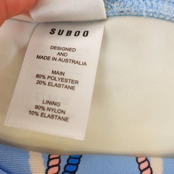 Suboo Swimsuit Womens XS Bikini Bottom High Waisted Blue Chain Contour Stretch - Picture 9 of 11